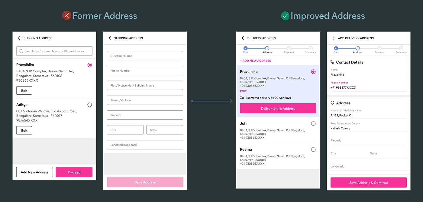 Redesigned Address screen